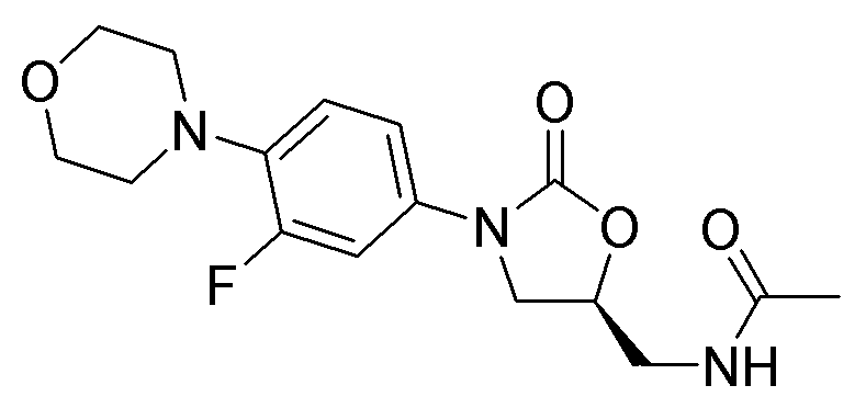 Structural formula image of linezolid.